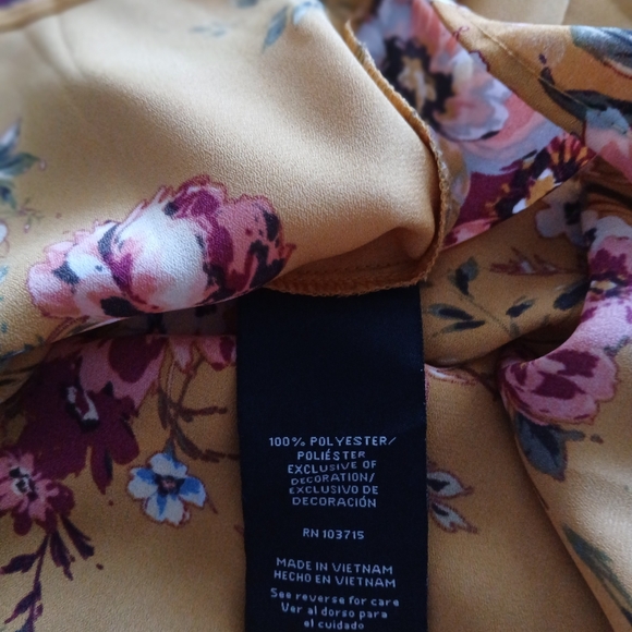 Zac & Rachel Women's Size XL Floral Keyhole Long Sleeve Yellow Multi Blouse - Picture 6 of 10